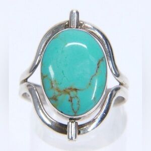 Vintage Sterling Silver Navajo Inspired Flip Around 2 Sided Resin Ring